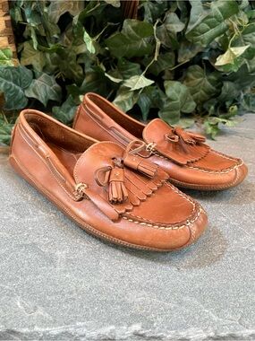 Orvis Kiltie Tassel Loafers Driving Shoes Brown Leather Brazil Men's Size 8M